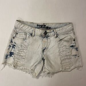 Hippie Laundry white washed distressed denim jean shorts size 6